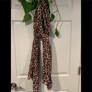 Brown and tan patterned scarf